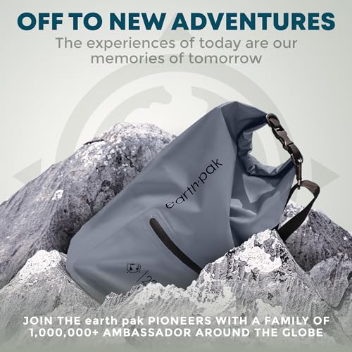 Earth Pak Waterproof Dry Bag with Zippered Pocket - Waterproof Dry Bag Backpack Keeps Gear Dry - color: Gray, size: 5L