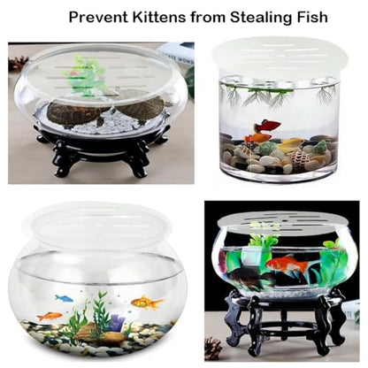 Acrylic Aquarium Anti Jumping Lid Cover 2PCS, Round 7.5 Inch Fish Tank Cover with Multi Holes to Prevent Fish, Shrimp, Turtles, Reptiles from Jumping Out
