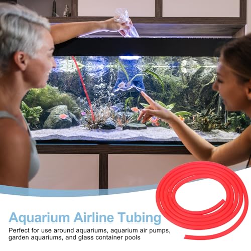 Aquarium Airline Tubing, 5/32"(4mm) ID x 1/4"(6mm) OD 4.9ft PVC Flexible Tube, (2Pcs, Red), Intended for Fish Tank Air Pump/Aquarium/Garden/Terrarium Pond - color: Red