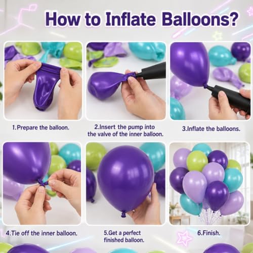 Paready Purple Green Balloons, 60 Pcs Party Balloons for Monster Birthday - color: Purple Green