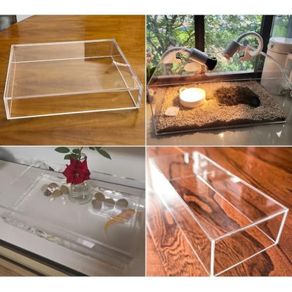 Acrylic Shallow Sink Tray Photography Display Cabinet Low Water Tank Storage Box (50x50x6cm/20x20x2in) - size: 50x50x6cm/20x20x2in