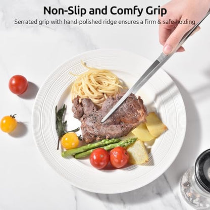 U-Taste 12in Long Kitchen Cooking Tweezer: 18/8 Stainless Steel Food-Grade Metal Food Tong, Flexible Pinching, Seamless-Welding, Sturdy and Non-Slip for Serving, Grilling, Frying, Baking (Pointed Tip) - size: 12in (pointed tip)