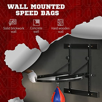 Soozier Adjustable Speed Bag Platform with 360-Degree Swivel 10'' Speedbag | Wall Mounted Speed Bags for Boxing