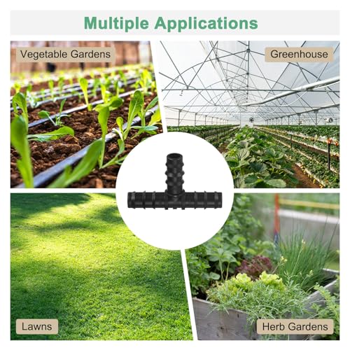 M METERXITY 10-Pack Drip Irrigation Barbed Fittings, for 3/8 Inch Tees Tubing Connector Plastic Coupling Irrigation Parts for Garden/Greenhouse/Aquarium/Flower Pot, Drip Pipe Accessories - style: 3-Way