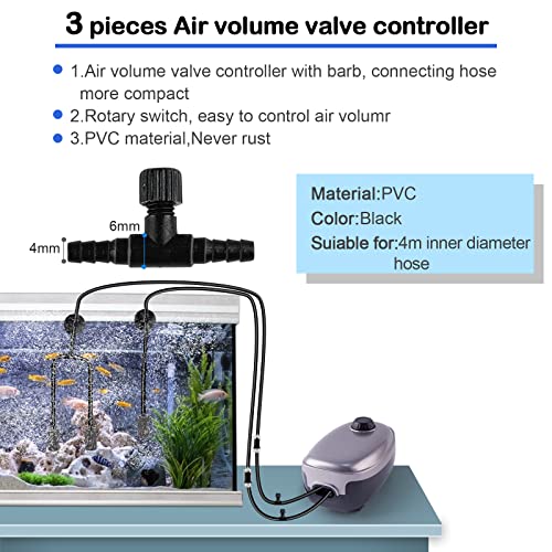 NestBasics 19.68 feet Black Aquarium Airline tubing 6 air Stone for Aquarium 6 Aquarium Check Value for Fish Tank 6 Aquarium Suction Cups 3 Each Aquarium air Controller and I T Hose connectors - size: 19.68 feet aquarium tubing with 28 kits