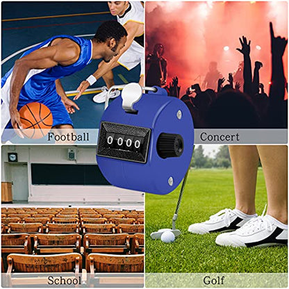 Eliamo 12 Pcs Hand Tally Counter 4-Digit Lap Counter Clicker, Manual Mechanical Handheld Pitch Click Counter with Finger Ring for School Golf & Knitting Row Croche - color: Navy Blue