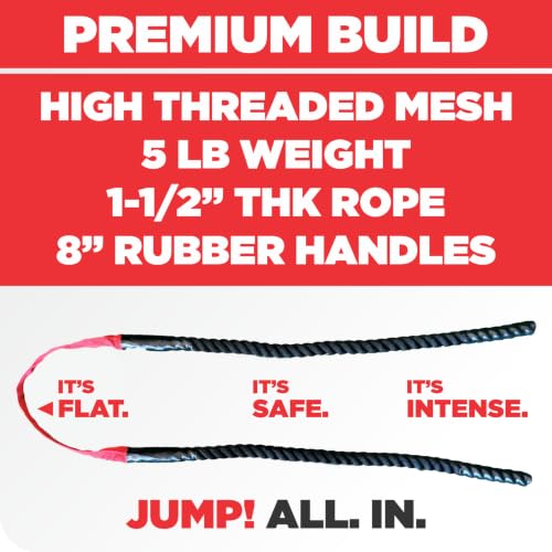 Patented FLATROPE 5lb Weighted Jump Rope, Heavy Flat-Mesh Design to Reduce Ankle Injury, Adjustable Strength-Training Rope for Muscle Building, Conditioning & HIIT, Home Gym Fitness Equipment for CrossFit, HYROX, Spartan, DEKA Athletes - color: Black, siz