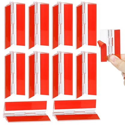 10 Pcs Self-Adhesive Clear Plastic Hinges 65x40mm Acrylic Small Hinges for Crafts Aquarium Lid Hinge Clear Foldable Hinge Tools for Cabinet Glass Furniture Display Stand