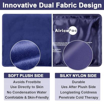 AiricePac Ice Packs for Injuries Reusable, 10”x 14”Gel Cold Pack for Knee Neck Shoulder Ankle Elbow Hip Back Pain Relief, Cold Compress Therapy for Swelling, Bruises, Surgery, 10”x 14”, Blue - style: L 1 Pack