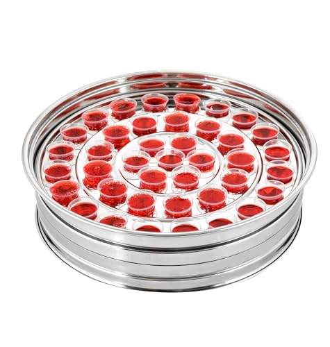 Communion Wine Tray Without Lid for Churches, 40 Cup Silver Stainless Steel Open Style Tray, Stackable Communion Tray, Reusable Communion Cups, Rust Proof, Dishwasher Safe, Bread Plate Compatible - color: Silver (Only Tray Without Lid), size: 11.7" x 11.7