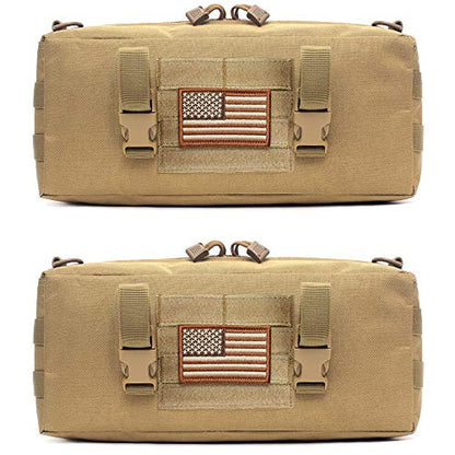 WYNEX Large Molle Pouch, Tactical Molle Bag Vertical Admin Pouch, Modular Utility Pouch Increment Side Pouch for Tactical Backpack Molle Rucksack Attachment, with Shoulder Strap For Use as Sling Bag - color: Khaki (upgraded) - 2 Packs