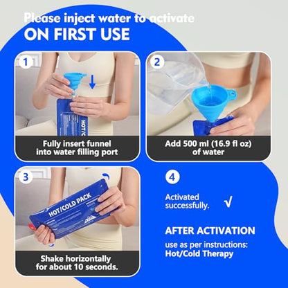 3D Design Long Lasting Water-Fillable Reusable Hot and Cold Ice Packs for Injuries Gel Wraps for Shoulder Back Knee Joint Pain Muscle Soreness and After Surgery 5pcs with Strap10.5"*4.3"*1.2"