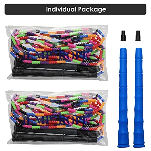 Double Dutch Jump Rope Long Jump Rope 16 FT 1 Pack/2 Pack, Adjustable Soft Beaded Diy Jump Rope for Kids Adult Long Enough for 5-6 Jumpers - color: Black-2 Pack