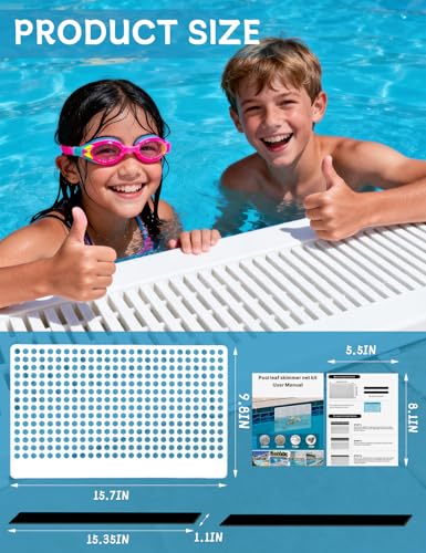 Upgraded Magnetic Pool Skimmer Guard, Skimmer Net Cover Protector to Catch Leaves Debris Insects, New Magnet Design Easy Install & Removable, Prevents Skimmer Clogging Blockage