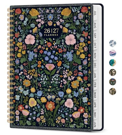 Planner 2026-2027, Academic Monthly and Weekly Calendar Planner for Women, July 2026 - June 2027, Hardcover Pretty Agenda Planner Book with Tabs, Spiral Daily Organizer for School Office Home Supplies, 8.5" x 11" - Garden of Whimsy - color: C-Garden of Wh