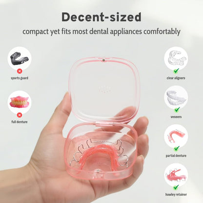 Transparent Slim Retainer Case, Small Square Aligner Box for Travel, Compact Night Guard Container with Vent Holes, Fancy Retainer Holder Compatible with Invisalign(Clear Pink) - color: Clear Pink