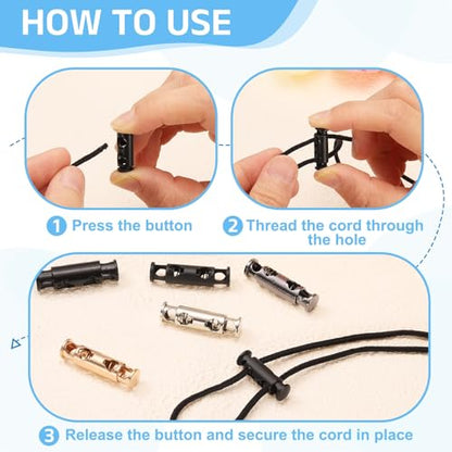 uxcell 10Pcs Double Hole Cord Locks, 6mm Metal Spring Toggle Stopper Clip for Shoelaces Drawstrings Paracord, Dim Gray, 10mm Dia