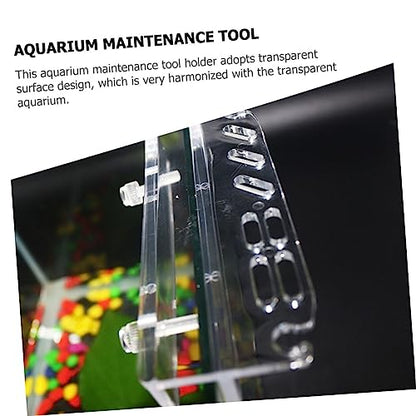 Aquarium Tool Holder Wall-Mounted Organizer for Fish Tank Cleaning Tools Transparent Acrylic Storage Rack for Scissors Tweezers and Tongs Compact Design for Easy Access
