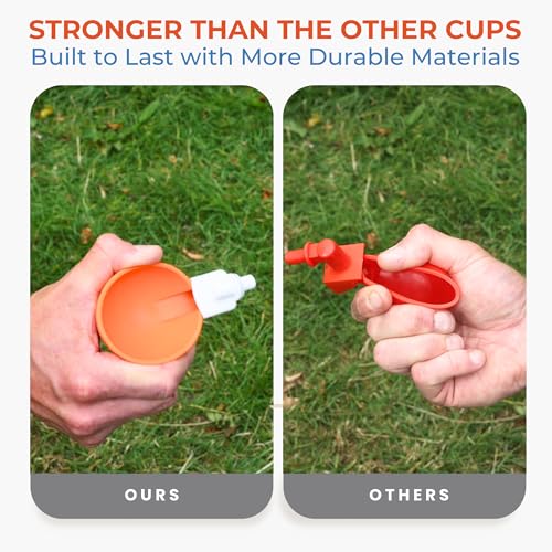 Lil'Clucker Large Automatic Chicken Waterer Cups with 1/2" PVC Tee Fittings - Chicken Water Cups, Chicken Water Feeder, for Chicks, Duck, Goose, Turkey - Poultry Waterer Feeder Kit (Orange, 8-Pack) - size: 8-Pack