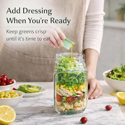 2025 New Side-Opening Salad Jar - Leakproof Mason Jar Container, Dishwasher Safe, All-in-One Meal Prep Solution for Fresh Lunches On-the-Go(2PC) - color: 2PC