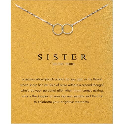 Dainty Silver Necklace for Women - Ankh Jesus Horse Celtic Cross Necklace for Women, Dainty Charm Spider Christian Gifts for Friends Sister Mom, Birthday, Christmas, Mother's Day, Graduation Gifts - style: Twin-Sister