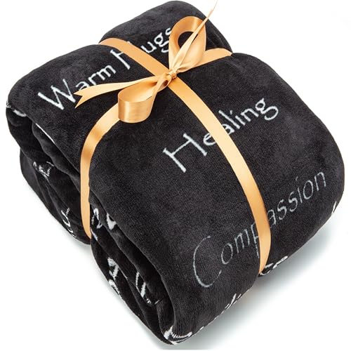 Chanasya Premium Sympathy Warm Hugs Gift Throw Blanket - Healing Gift Cancer Chemo Survivor Get Well Caring Gifts - Comfort Gift Blanket for Love Support Strength - Women Men Friend Grandpa - Black - color: Black, size: Standard Throw