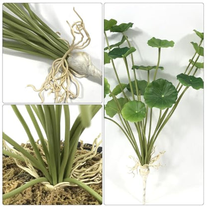 Artificial Lotus Leaves Home Decor 2pcs Simulated Plastic Lily Pads Decorative Greenery for Indoor Table and Aquarium Display