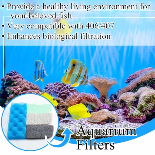 Threlaco 52 Pcs Replacement Filter Media Kit Compatible with Fluval 406/407 Aquarium Filters Include 12 Biological Foams Ammonia Remover Phosphate Pads Nitrite Remover, Towel and Grease - style: 406/407