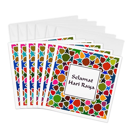 3dRose Greeting Cards - Selamat Hari Raya - Happy Festival Day in Malay - Muslim Malaysian Eid - 6 Pack - Occasions - size: 6 Greeting Cards with envelopes