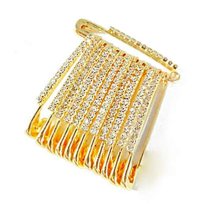 Golden Colour Diamonds Designer Safety pin Saree pin one Side of Safety pin - 12 Pack