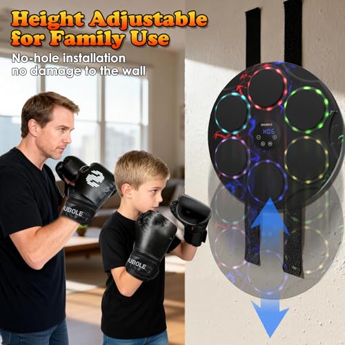 Music Boxing Machine with Gloves - Wall Mounted Punching Trainer for Adults & Kids, 9-Speed Punch Game, Wall Boxing Punching pad, 2025 Upgrade Gifts for Boys Age 6+ - style: Lightning
