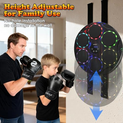 Music Boxing Machine with Gloves - Wall Mounted Punching Trainer for Adults & Kids, 9-Speed Punch Game, Wall Boxing Punching pad, 2025 Upgrade Gifts for Boys Age 6+ - style: Lightning
