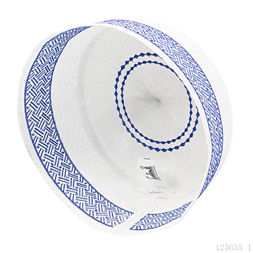 RUIXIA Men Boys Muslim Prayer Kufi Hat Skull Cap Embroidery Islam Kufi Headware takke Praying Beanie Hat Kofia Topi Hat - color: Blue-adult