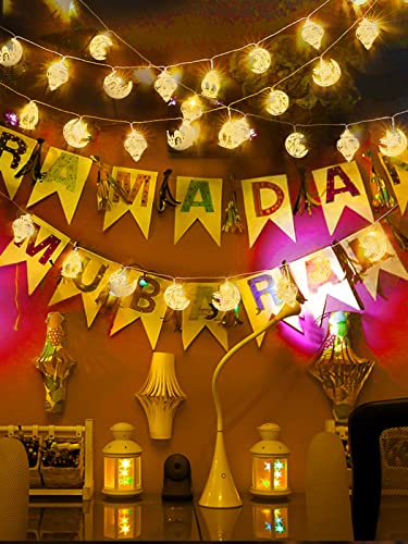 ANPHSIN Ramadan Eid String Light- 9.8ft 20LEDs Eid Moon Star Kerosene Lantern Lamp Battery Operated Mubarak Islam Decorative Indoor Lights String for Muslim Islamic Home Garden Patio Decor Supplies - style: Moon Star Kerosene Lamp