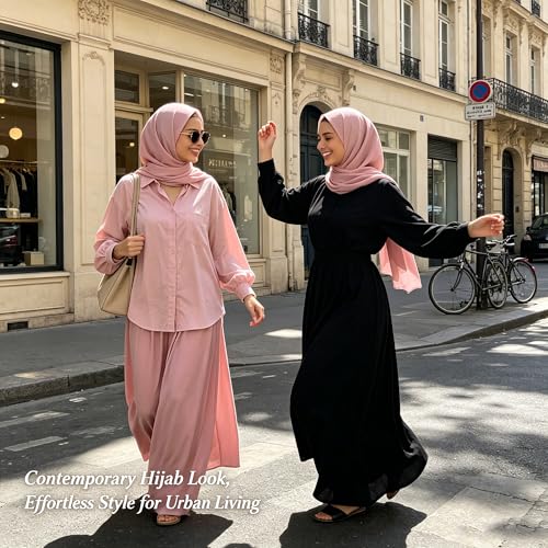 Jersey Hijab Scarf for Women,Lightweight Muslim Turban Head Scarf Modal Feel Hijab Coverings for Prayer with Clip - color: Dark Pink
