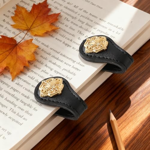 Elegant Design Magnetic Journal Clip, Decorative Bookmark Clips - style: Black Gold 2 Pcs