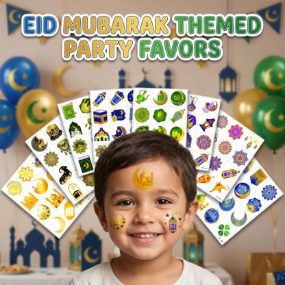 96 PCS Eid Ramadan Mubarak Pre-cut Temporary Tattoos - Eid Themed Party