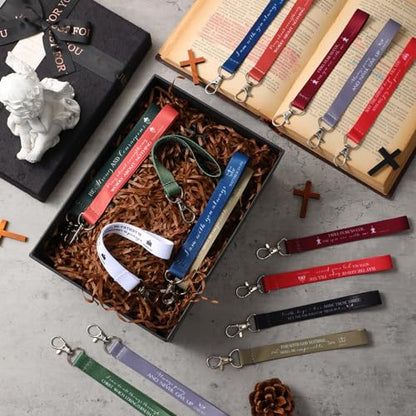Roowest 120 Pcs Christian Bible Verse Keychains Bulk Inspirational Scriptures Religious Gift for Men Women Church Events - color: Joyous Color