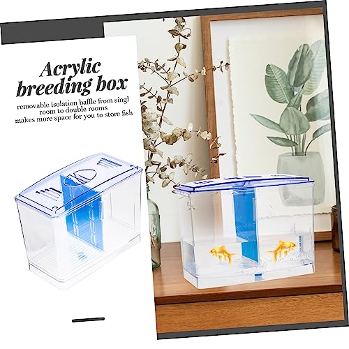 Wakauto Aquarium Isolation Box for Fish Breeding and Separation Transparent Acrylic Hatchery with Removable Partition Suitable for Betta Guppies Compact Dual Chamber Fish Tank