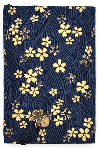 BLBMH A6 Book Cover 4x6 | Non-Stretch Fabric Sleeve with Bookmark | Handmade Washable Protector for Paperback Journal Bible Notebook | Gift for Women Readers - Blue Sakura - color: Sakura Blue, size: 6in
