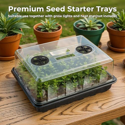 Seed Starter Tray, Seedling Starter Trays for Starting Plant Seeds, Indoor Gardening Plant Germination Trays, Black, 5PCS - color: Black 5pcs