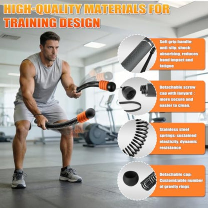 Cordless Battle Ropes Adjustable Weighted with 8 Removable Weight Rings, Portable Ropeless Battle Ropes for Home Gym, HIIT, Functional and Full Body Workout for Women and Men
