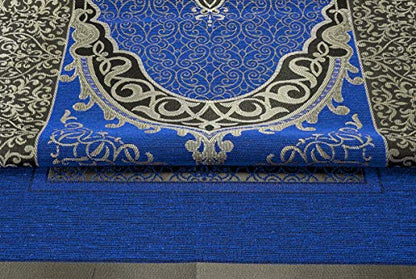 BAYKUL Muslim Prayer Rug,Islamic Turkish Prayer Rugs,Great Ramadan Gifts,Prayer Mat for Women and Men,Islam Carpet,Portable Muslims Mats,Praying Rugs Islam with Beads,Gift Prayer Beads 99 (D.Blue) - color: D.blue