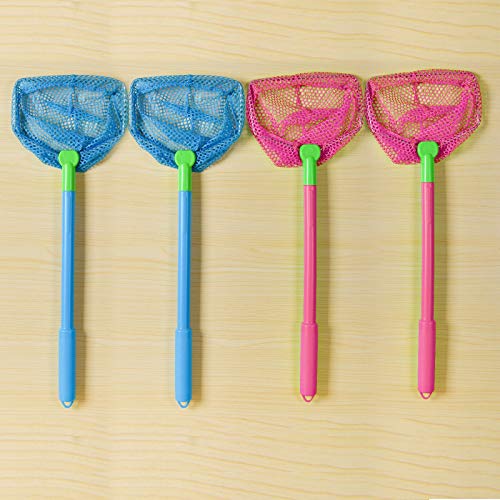 Coopay 4 Pieces Fishing Net Catching Bug Nets Fish Butterfly Nets Beach Toys for Kids Outdoor Playing (Blue, Rose Red) - color: Blue, Rose Red