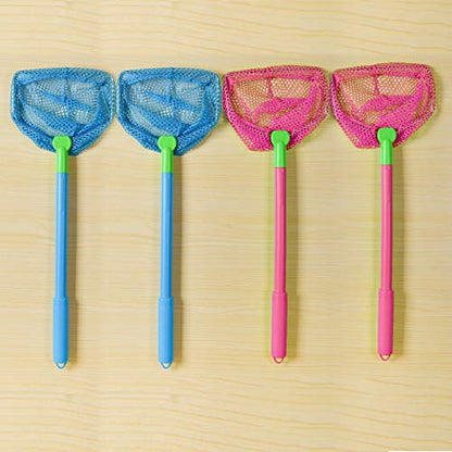 Coopay 4 Pieces Fishing Net Catching Bug Nets Fish Butterfly Nets Beach Toys for Kids Outdoor Playing (Blue, Rose Red) - color: Blue, Rose Red