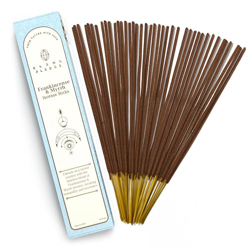 KarmaPledge Frankincense & Myrrh Incense Sticks, Burn Time 45-60 Min, 40 Sticks - color: Frankincense & Myrrh, size: 40 Hand Dipped Sticks