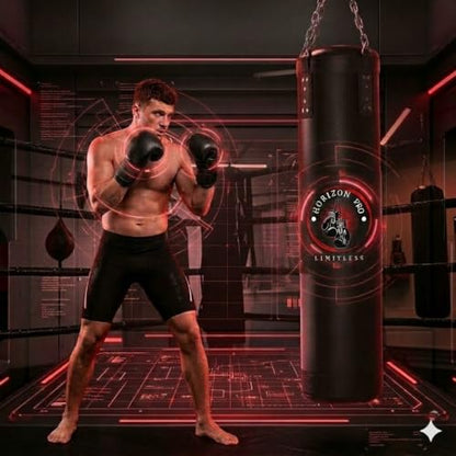Horizon Pro LLC Punching Bag for Adults, 4ft Heavy Boxing Bag Set with 12OZ Boxing Gloves, Hanging Punching Bags for MMA, Karate, Kickboxing, Boxing, Training at Home or Gym - Unfilled