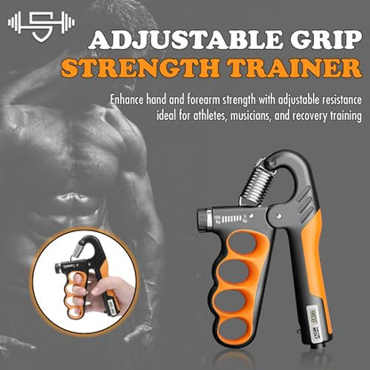 Adjustable Grip Strength Trainer Hand Gripper for Grip Strength, Forearm & Wrist Strengthener, Hand Exerciser for Strength Training & Therapy 11-220Lbs(5-100KG) | Orange