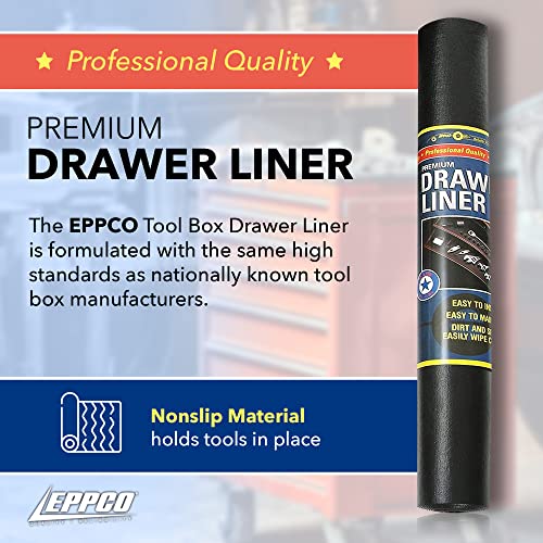 EPPCO Enterprises Tool Box Drawer Liner 12-inch Wide x 72” Long Non-Slip Tools Chest Mat, Black - size: 12"W x 72"L