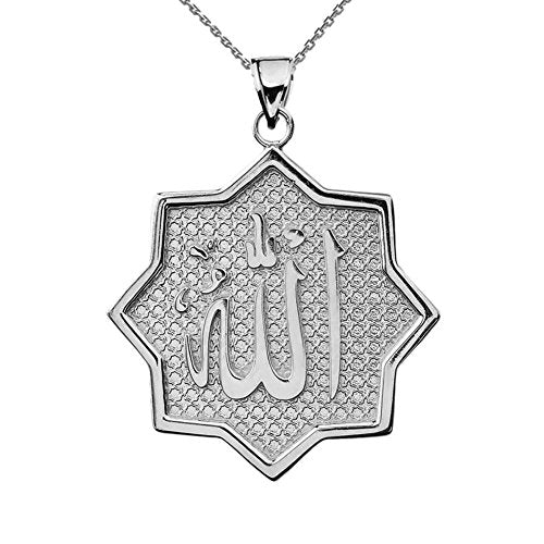 Middle Eastern Jewelry Solid Sterling Silver Islamic Allah Star Charm Pendant Necklace